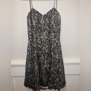 Fancy Schmancy Strapless Silver Sequin Dress Size 4